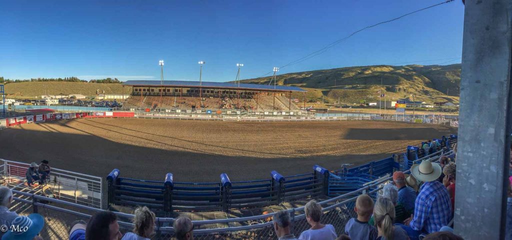 Rodeo stadium. filled to capacity on our side, shade!