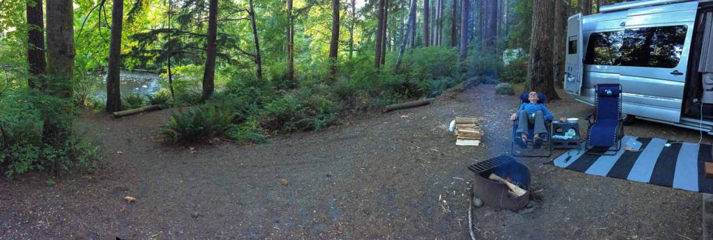 Relaxing at our campsite by the river